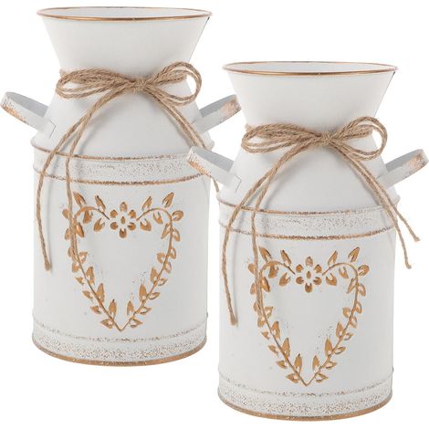 2pièces Vase Décoratif Métal Rustique Forme de Cœur Décoration de Table Ferme Vase Stable pour Fleurs Fraîches et Séchées pour Salon Jardin et Bureau (1/5)