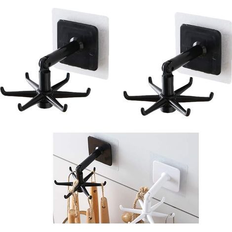 Kitchen utensil holder with 6 hooks, set of 2, for mounting under kitchen cabinets (1/5)