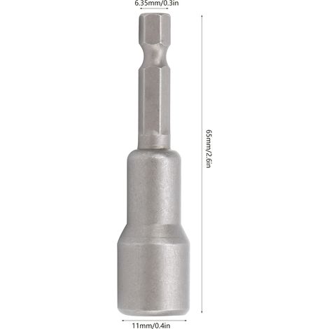 Manchon hexagonal en chrome vanadium de 11 mm avec aimant puissant et douille à écrou haute résistance, foret pour pistolet, manchon de serrage électropneumatique, lot de 5 (1/5)
