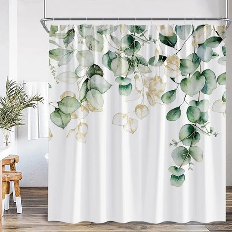 Filiyano-Rideau de douche à motifs de feuilles d'eucalyptus, feuillage d'automne brun aquarelle, rideau de salle de bain moderne en polyester, 90 x