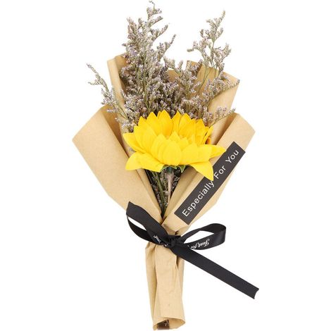 Bouquet tournesols séchés nature – déco rustique mariage / fêtes, cadeau saisonnier jaune Fête des Mères (1/5)