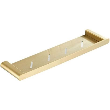 Étagère de salle de bain murale 50cm – Acier inoxydable brossé doré – Fixation robuste pour murs solides – Rangement design et durable (1/5)