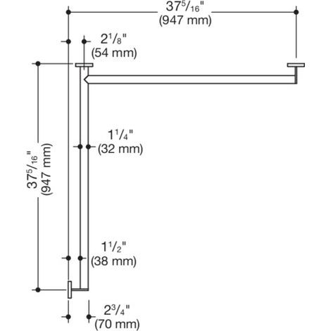HEWI 900.35.16240 Poignée de douche, d:32, droite, W1/W2=947 mm (1/3)