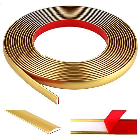 Moulure Décorative Autoadhésive Doré Moulure Plafond PVC Baguette de Finition Flexible Baguette Murale Décorative (L : 1 cm, ÉP. : 3 mm) (1/5)