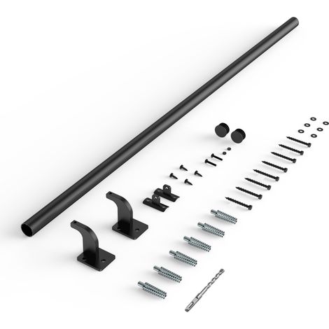 Mophorn Corrimano per Scale a Parete, Tubolare da 1215 mm, Alluminio Zincato Nero, Diametro Tubo 32 mm, Ringhiera per Scale Interne ed Esterne, per Gradini, Balaustra di Sicurezza (1/5)