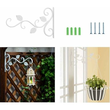 2 Pcs Crochet Suspension Plante (Blanc) Suspension Mural Plante Crochets ,Porte Plante Mural ,Crochet Panier à Fleurs Mural en Fer Forgé (1/5)