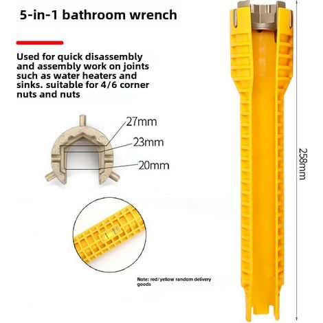 Clé de salle de bain à grande ouverture spéciale pour évier mobile, outil d'installation universel à poignée courte, outil d'ouverture multifonctionnel pour tuyau de plaque d'ouverture (clé d'évier ci (1/5)