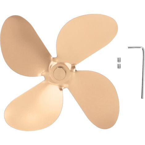 Set di 4 pale per ventola da stufa in lega di alluminio, con viti a brugola per la sostituzione, color oro. (1/5)