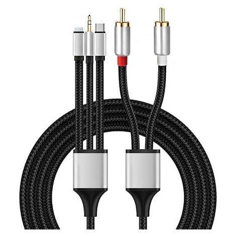 Câble RCA, Câble Audio jack 3,5 mm et USB-C vers 2 x RCA jack Male, téléphone vers phono, stéréo, pour amplificateurs, enceintes DJ et HiFi (1/5)