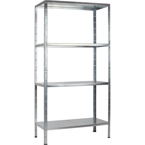 SCHULTE Regalwelt Rayonnage emboîtable avec 4 tablettes PowerMAX, charge utile 70 kg, 200x100x50 cm (HxLxP), galvanisé, rayonnage de stockage, rayonnage d’atelier, rayonnage de cave, rayonnage de gara (1/4)