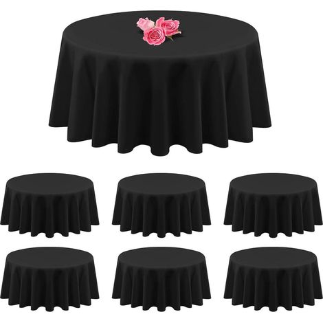 6 Black Polyester Runde Tischdecken 90 Zoll Hochzeit Party Bankett Buffet (1/5)