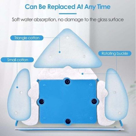 Nettoyant à vitres double face Essuie-glace en verre Outils de nettoyage magnétique Outil de brosse de nettoyage magnétique réglable 5 pour fenêtres à vitrage de grande hauteur (Bleu)