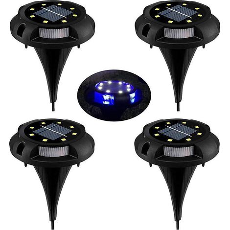 Lampe solaire LED pour pelouse, lot de 4 spots à 8 LED, étanche IP65, pour jardin et décoration. (1/5)