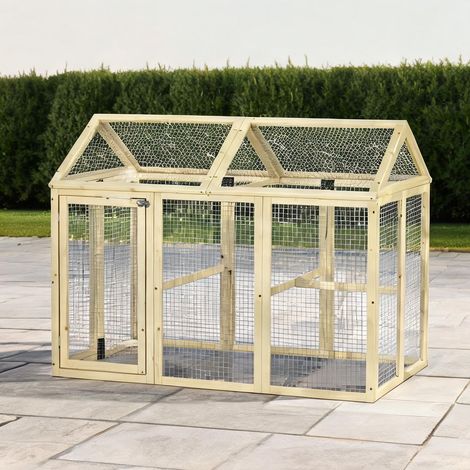 Poulailler bois naturel en bois de sapin 140 x 88,5 x 106 cm (1/5)