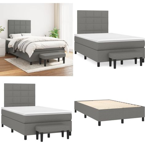 Boxspringbett mit Matratze Dunkelgrau 120x200 cm Stoff - Boxspringbett - Doppelbett - Bettenrahmen - Schlafsystem - Liegekomfort - Home & Living (1/5)