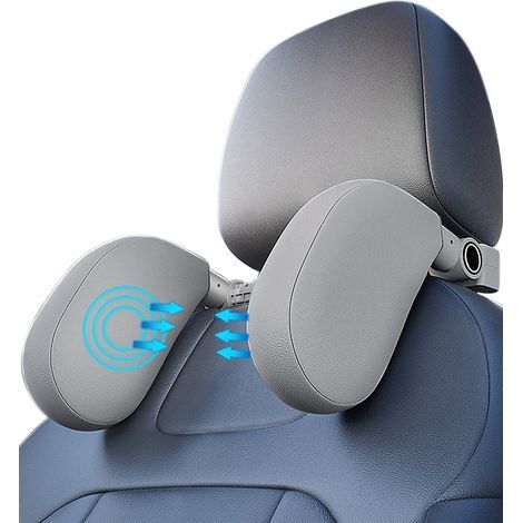 Appui-tête voiture gris 3ᵉ génération 23.5×18×7 cm, soutien cervical ergonomique, mousse mémoire haute densité (1/5)
