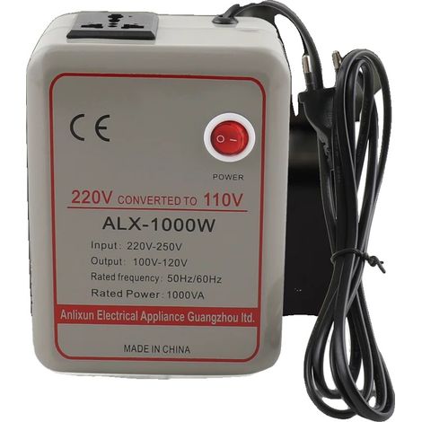 Transformateur abaisseur, 220V-250V à 110V-120V, Protection contre les surcharges, Max 1000W (1/2)