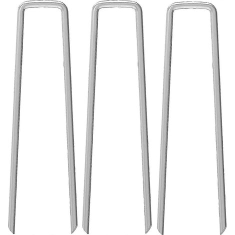 Lot de 50 piquets de jardin de 15 cm (6 po), agrafes robustes galvanisées pour l'ancrage de toiles de paillage.