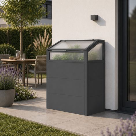 KGT Hochbeet Zubehör Frühbeetaufsatz für UrbanGrow M & M-Space ECO-Line 101x51 cm Stahl anthrazit-grau (1/5)