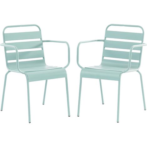 Lot de 2 fauteuils de jardin empilables en métal - Vert amande - MIRMANDE de MYLIA