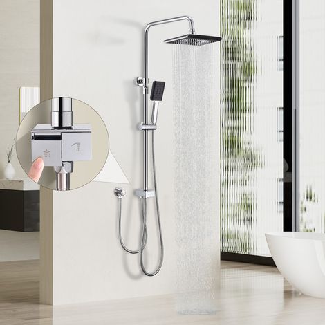 Colonne de Douche sans Mitigeur Avec Séparateur d'eau à bouton piano Pommeau de Douche Carré Douche à Main Avec fonction de nettoyage automatique (1/5)