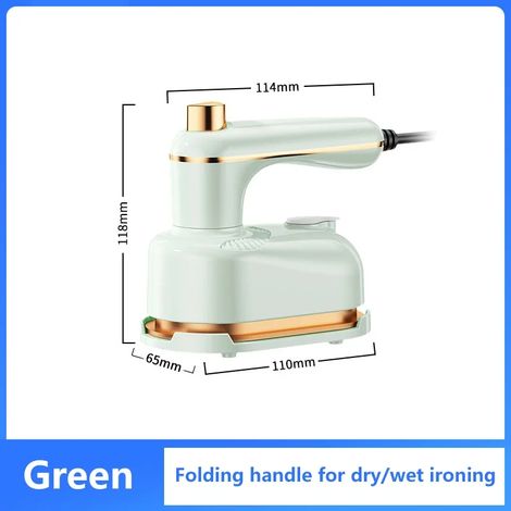 (Vert) Fer à vapeur portable pliable, avec vapeur sèche et humide, élimine les plis en 10 secondes. (1/5)