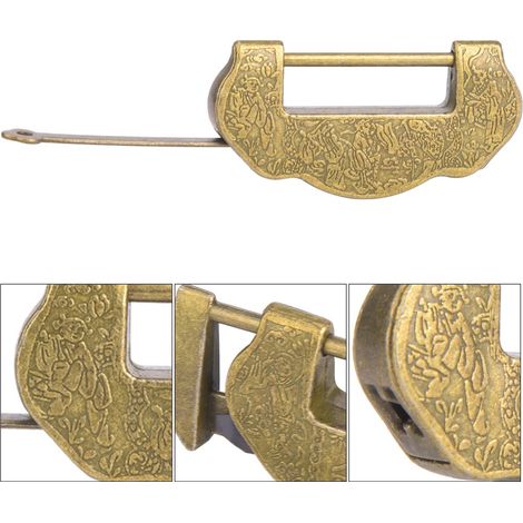 Serrure de meuble ancien style Ming Qing en alliage zinc, fermoir décoratif avec gland en bronze (1/5)