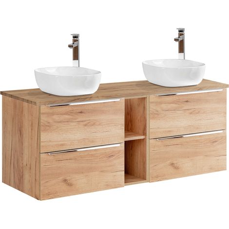 Mueble doble lavabo 140cm 2 nichos April Madera (1/4)