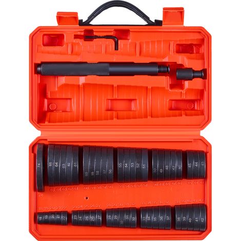 VEVOR Set di Estrattori Separatori per Cuscinetti 52 Pezzi, con 49 Boccole, Albero di Impugnatura e Custodia, Kit di Utensili per Guida Boccole per Installazione e Rimozione in Acciaio al Carbonio