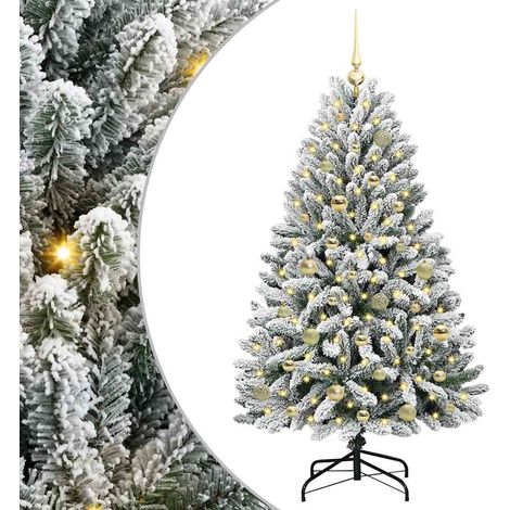 Sapin de Noël,Arbre de Noël artificiel Vert et blanc 150 cm PVC et métal CFW60240 (1/5)