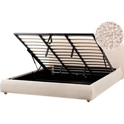 Cama con almacenaje minimalista moderno 180 x 200 cm bouclé beige claro Blagnac (1/5)