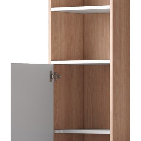 Bureau droit avec rangement blanc et bois Étagère ouverte Dimensions 123,5x45x168,5 cm (1/5)