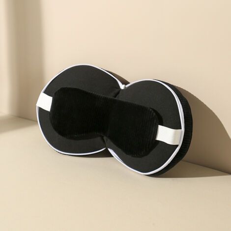 Masque de sommeil anti-lumière en forme de U, noir 1 oreiller Oreiller de voyage en coton PP Masque pour les yeux Oreiller (1/5)