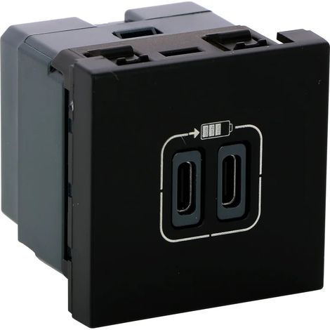 MOSAIC CHARGEUR 2 MOD 2 USB C+C 3A 15W NOIR MAT LEGRAND 079190L