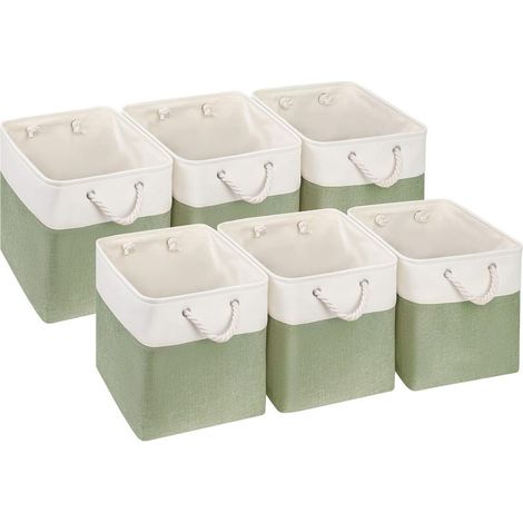 Lot de 6 boîtes de rangement cubiques, 33 x 33 x 33 cm - Paniers de rangement pour organiser les vêtements, étagère de chambre d'enfant (vert/blanc) (1/5)
