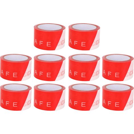 10 pièces avertissement de danger bande de sécurité rouge blanc PE ruban d'avertissement rétractable Isolation chantier garde clôture (1/5)