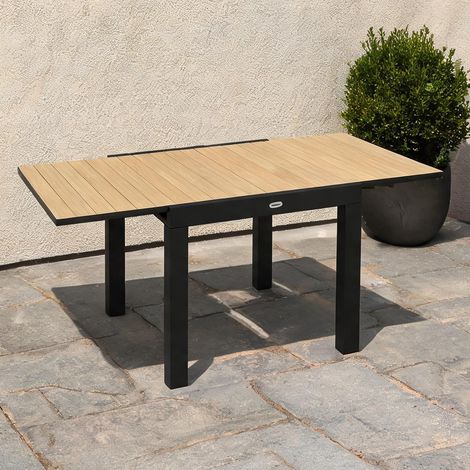 Table de jardin coloris jaune en aluminium 162 x 80 x 75 cm (1/5)