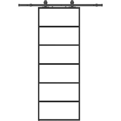 Maison Exclusive - Schiebetür mit Beschlag Schwarz 76x205 cm ESG-