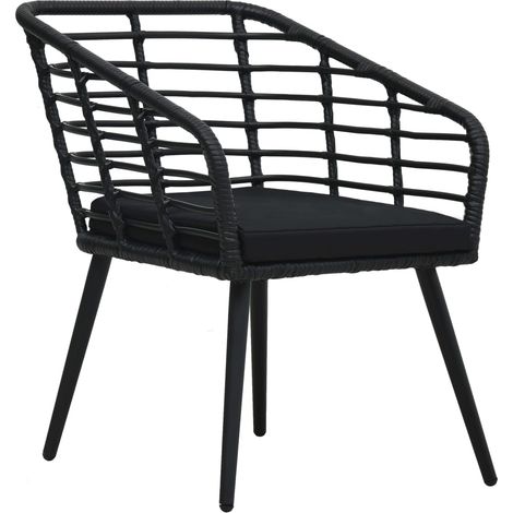 Lot de 2 Chaises de jardin et de camping, Chaises de relaxation, avec coussins Résine tressée Noir OIB8803E (1/5)