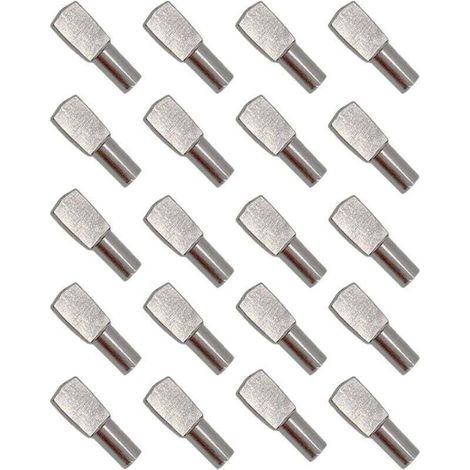 20Pcs Taquet Etagere, Support d'Étagère Étagère Broches Cheville Etagere Supports de Plaque en Métal Nickelé pour Armoire Bureau Accessoires - 5mm19mm (1/4)