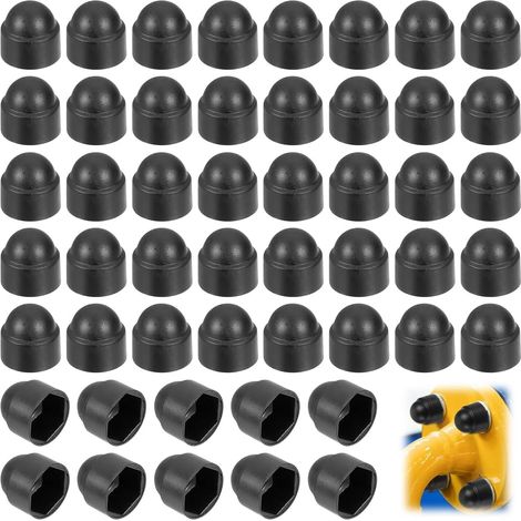 50 écrous borgnes M8, capuchons en plastique, cache-vis M8, capuchons de protection noirs, capuchon hexagonal pour vis (1/5)