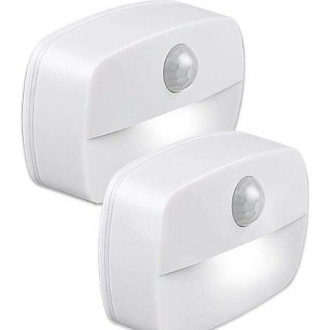 Lot de 2 Veilleuse LED, Veilleuse Detecteur de Mouvement, Applique Murale, Lampes de Placard Détecteur de Mouvement, Lumières Sûres pour Escaliers, Couloir, Salle de Bain, Cuisine, Armoire (1/4)