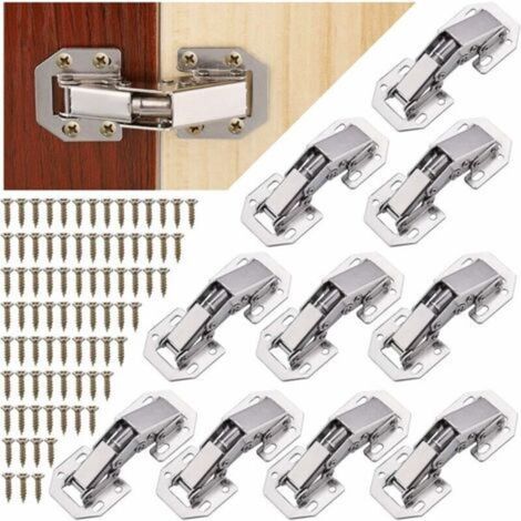 10pcs Charniere Porte Placard avec Vis de Charnière, Charnière Invisible, Charniere à Fermeture Douce Porte Placard Cuisine, 90 Degré Charniere pour Porte Meuble (1/5)