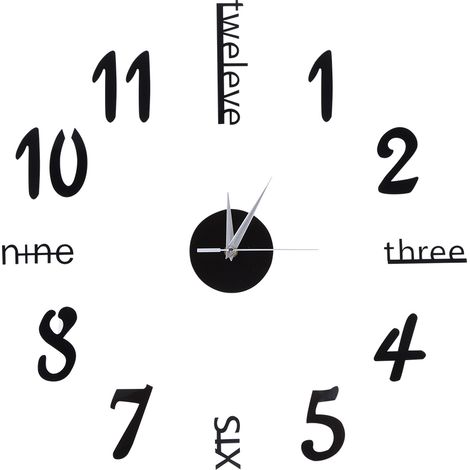 Autocollant horloge murale numérique DIY 3D, décoration moderne pour maison en noir (1/5)