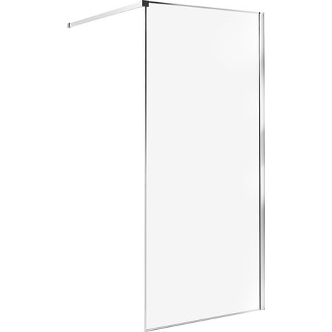 Mampara de ducha baño de vidrio templado sin puerta plateado 90 x 190 cm Waspam (1/5)