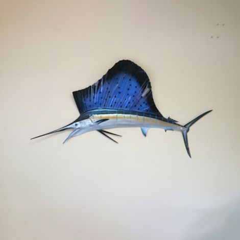 Poisson Mur - Décoration Murale En Fer - Pour Intérieur Extérieur Jardin Cuisine Salle De Bain - 40 x 18 cm - 1 Pièce (1/5)