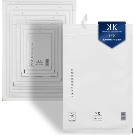 50 Luftpolster-Versandtaschen I9 I/9 320x450mm (Außenmaß) DIN A3+ Weiß (1/5)
