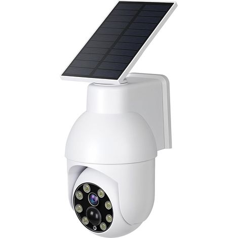 Caméra factice solaire avec lampe à capteur et lumière rouge clignotante, caméras de surveillance CCTV factices - Caméra factice simulée IP54 étanche pour intérieur et extérieur (1/4)