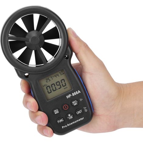 Anémomètre numérique portable HP-866A, indicateur de vitesse du vent, thermomètre et mesure de la température de l'air avec port USB (1/5)