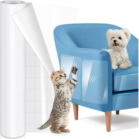40cm x 3m Cat Scratch Guard Sofa Cover, Clear Self-Adhesive Furniture Protector Film